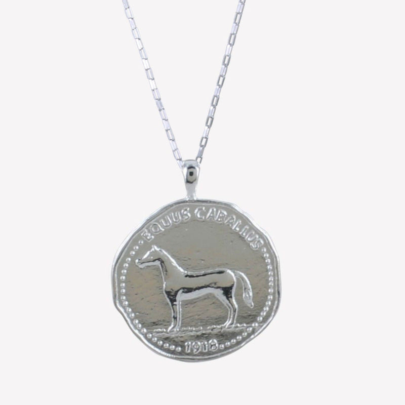 Sterling Silver 'Equus Caballus' Horse Coin Necklace - Gallop Guru
