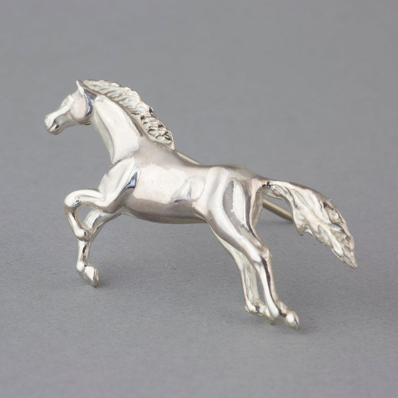 Sterling Silver Galloping Horse Brooch - Gallop Guru