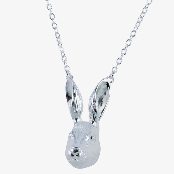Sterling Silver Hare Head Necklace - Gallop Guru