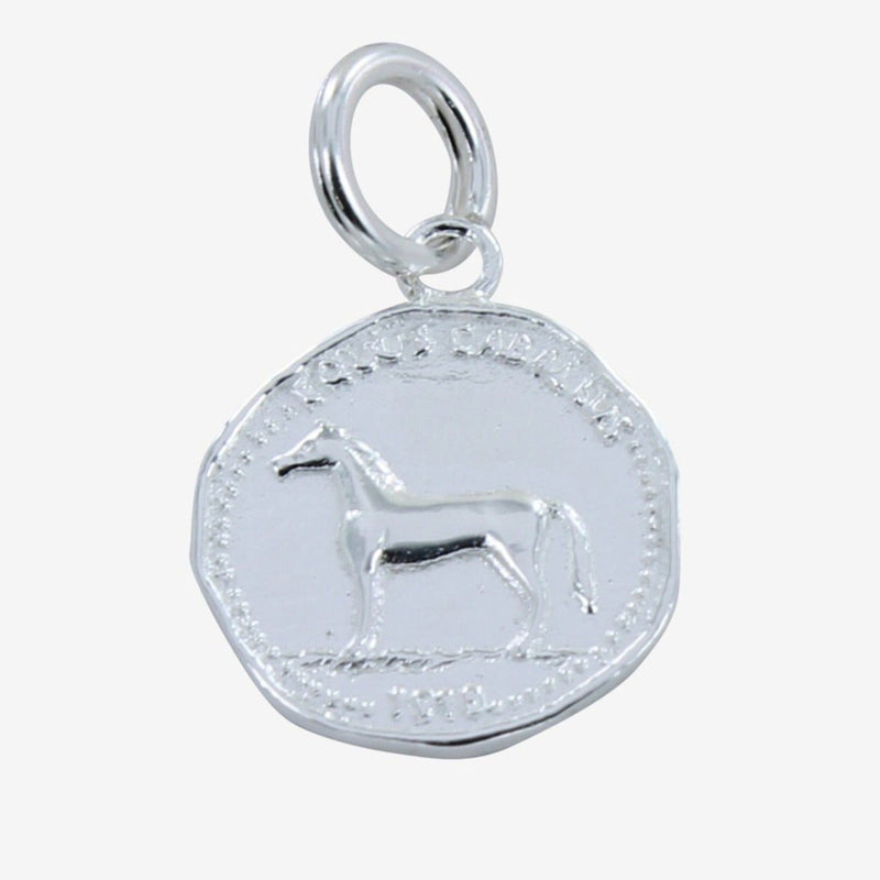 Sterling Silver Horse Coin Charm with Silver Split Ring - Gallop Guru