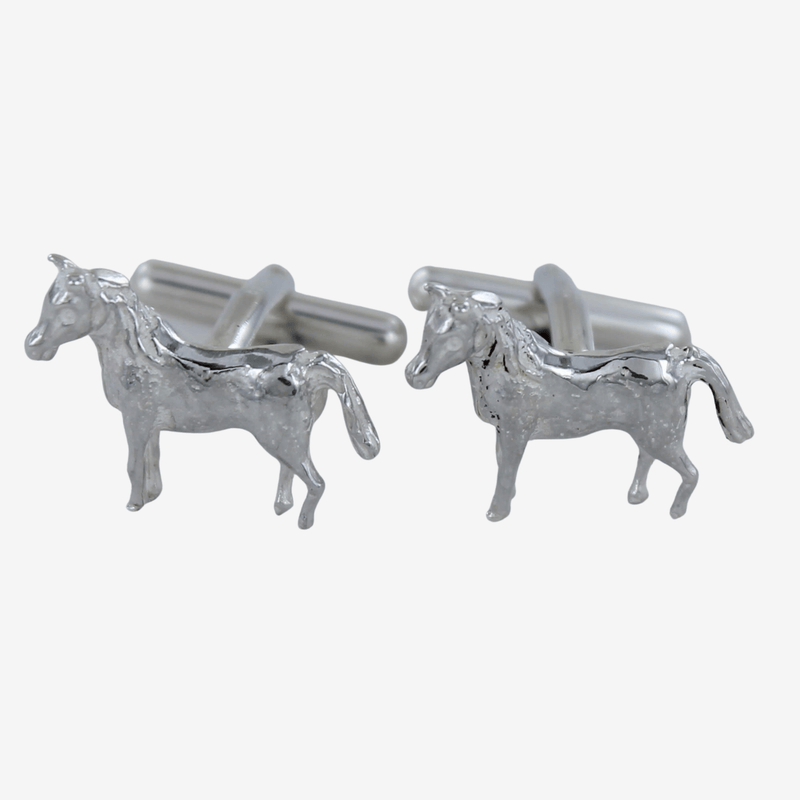 Sterling Silver Horse Design T Bar Cufflinks - Gallop Guru