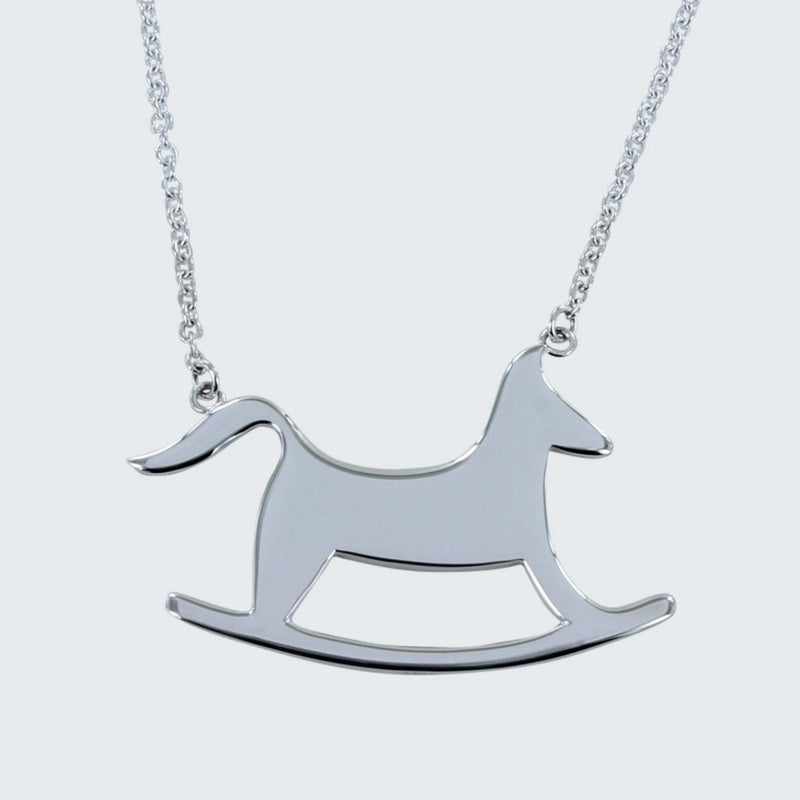 Sterling Silver Large Rocking Horse Necklace - Gallop Guru
