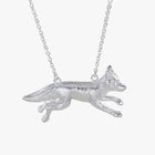 Sterling Silver Large Running Fox Necklace - Gallop Guru