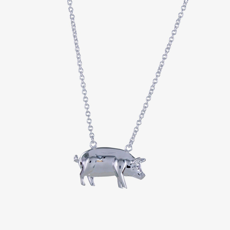 Sterling Silver Solid Pig Necklace - Gallop Guru