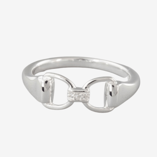 Sparkly Snaffle Bit Ring with Cubic Zirconia | Gallop Guru