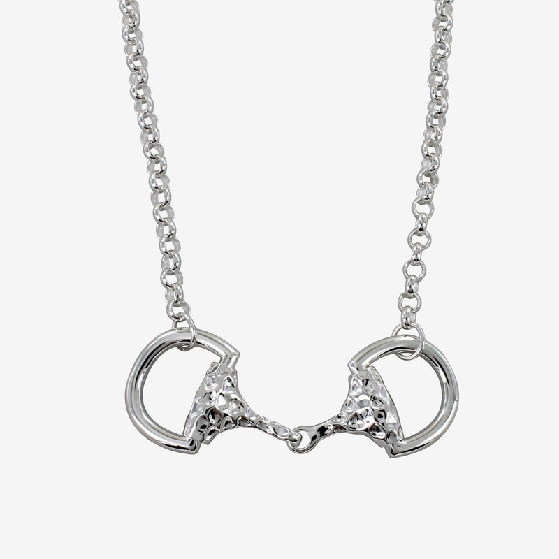Supersized Detailed Snaffle Necklace in Sterling Silver - Gallop Guru