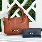 Genuine Leather Snaffle Detail Handbag