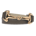 Taupe Genuine Leather and Rose Gold Plate Equestrian Snaffle Bracelet by Dimacci - Gallop Guru