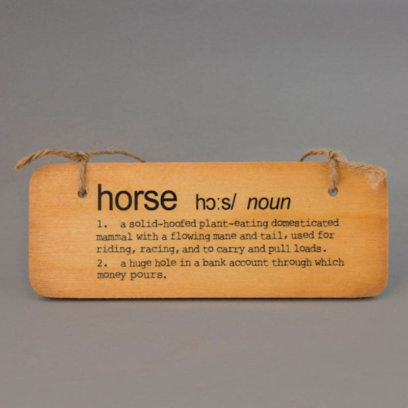 'The Definition of a Horse' Hanging Wooden Sign - Gallop Guru