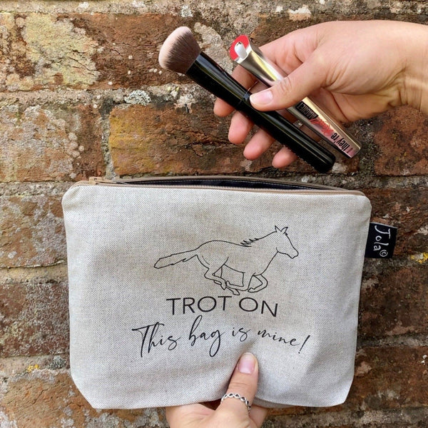 "Trot on" Equestrian Linen Makeup Bag - Gallop Guru