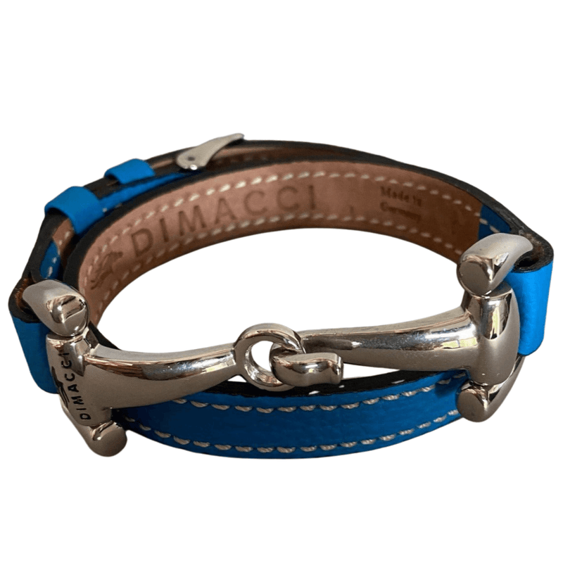 Turquoise Genuine Leather and Steel Equestrian Snaffle Bracelet by Dimacci - Gallop Guru