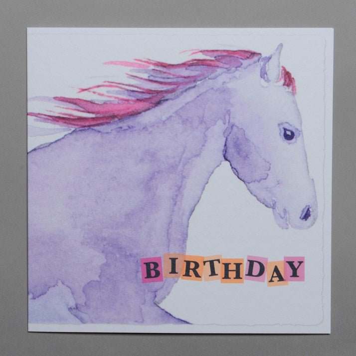 Watercolour Mauve Horse Birthday Card - Gallop Guru